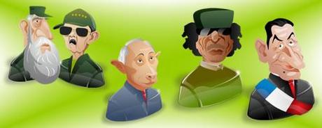 Set d'icone con le caricature dei leader politici del mondo - volume 2