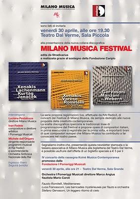 Milano Musica Festival, 30 aprile milano, nuova collana Stradivarius