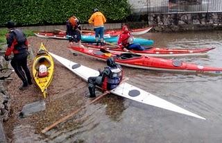 Orta lake with rain