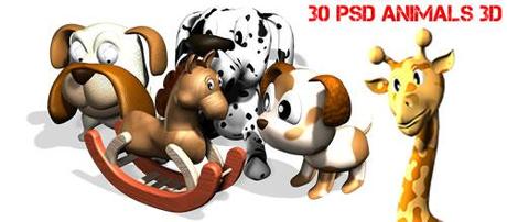 Risorse PSD - 30 immagini con tema animali in 3D