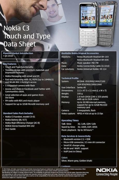Data Sheet Nokia C3 Touch and Type
