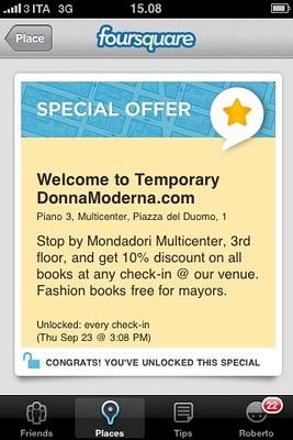 Promo Foursquare di Donna Moderna