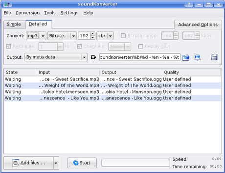 SoundKonverter  convertitore audio per l'ambiente grafico KDE facile da usare.