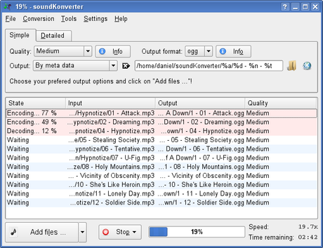 SoundKonverter  convertitore audio per l'ambiente grafico KDE facile da usare.