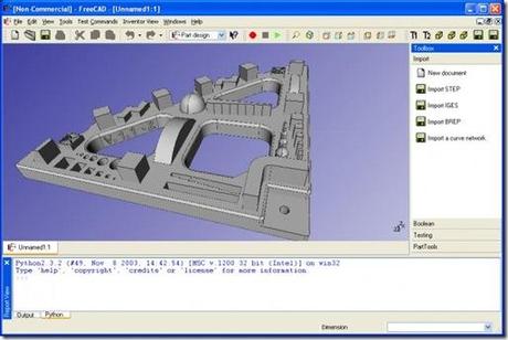 PythonCAD programma di disegno comandabile da script nel linguaggio Python.