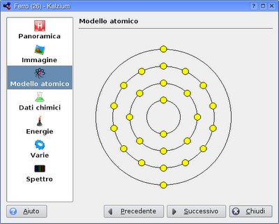 Kalzium è un software libero che consente la visualizzazione della tavola periodica degli elementi.