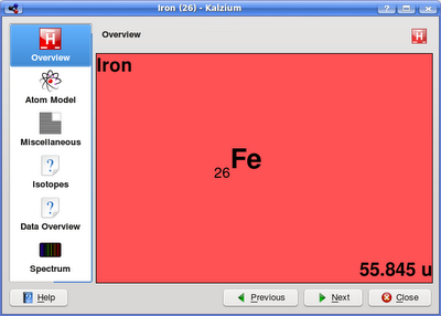 Kalzium è un software libero che consente la visualizzazione della tavola periodica degli elementi.