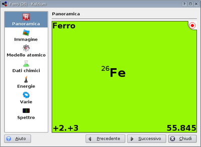 Kalzium è un software libero che consente la visualizzazione della tavola periodica degli elementi.