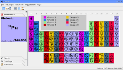 Kalzium è un software libero che consente la visualizzazione della tavola periodica degli elementi.