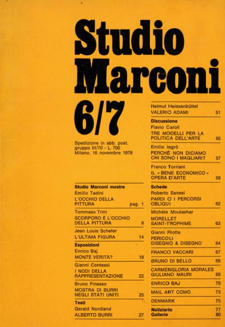 Tadini, Studio Marconi, Fondazione Marconi 1978 novembre