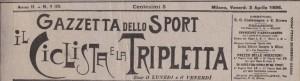 Primo numero de La Gazzetta dello Sport 3 aprile 1896: Primo numero Gazzetta dello Sport