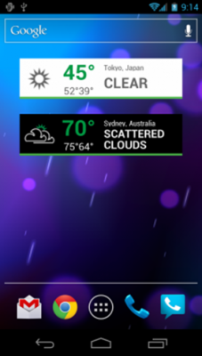 weather flow widgets 227x400 Weather Flow, previsioni meteo su Android in stile Ice Cream Sandwich