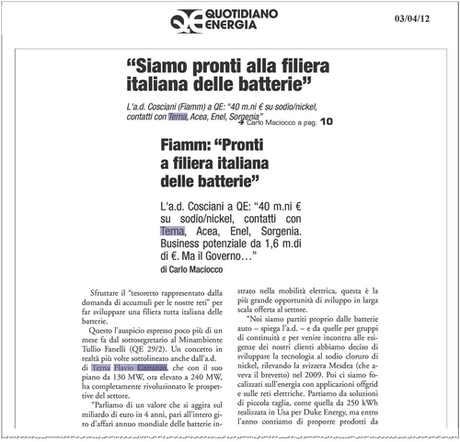 Flavio Cattaneo Terna, sviluppare una filiera tutta italiana delle batterie