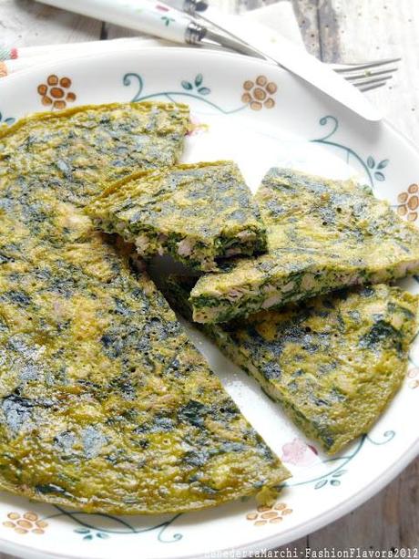 Frittata semplice di agretti e tonno