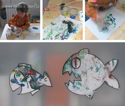 Rametti di pino... per dipingere colorati pesciolini