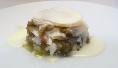 Tortino di Carciofi con Fonduta al Taleggio