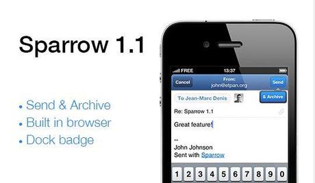 App Sparrow, eccellente client email per iPhone