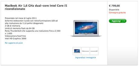 air ricondizionato 600 Offerta MacBook Air Ricondizionati da 799€ su Apple Store Online