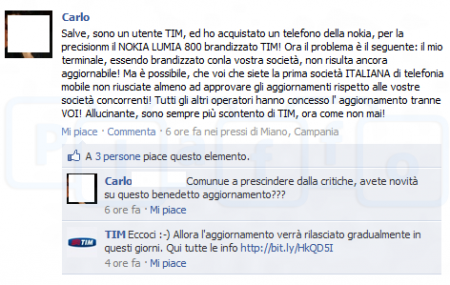 Aggiornamento Firmware 12.070 Nokia Lumia 800 TIM