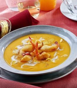 Crema di zucca e gamberetti