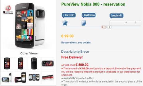 Nokia 808 PureView Disponibile il Pre Order su NStore al Prezzo di 599.00 €