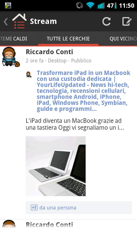 screenshot 1333795829347 Due applicazioni Android a confronto: Google+ e Plume