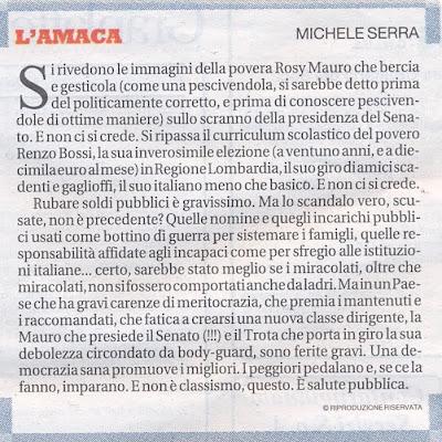 E' da vigliacchi prendersela col Trota - Lo stupore della Lega (l'amaca di Serra)