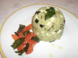 Cous cous al pesto e melanzane fritte