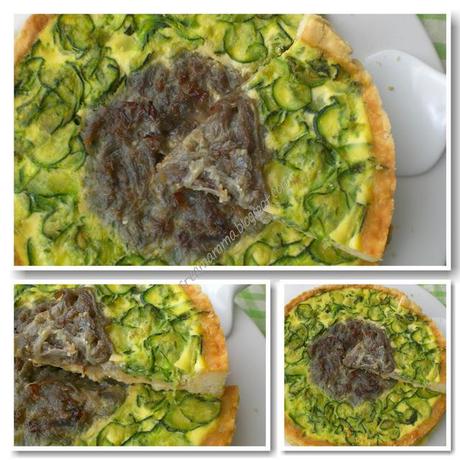 Crostata con cipolla rossa, zucchine e scamorza affumicata