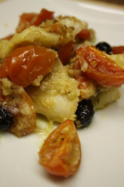 Baccalà veloce panato Pomodorini ed olive
