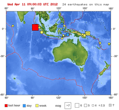 Terremoto di magnitudo 8.7  a Sumatra nell'arcipelago indonesiano: allarme tsunami