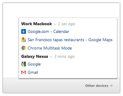chrome other devices menu Google Chrome 19 Beta introduce interessanti novità!
