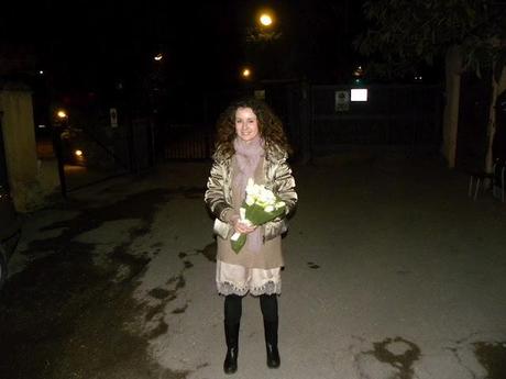 PINK DRESS AND WHITE BOUQUET
