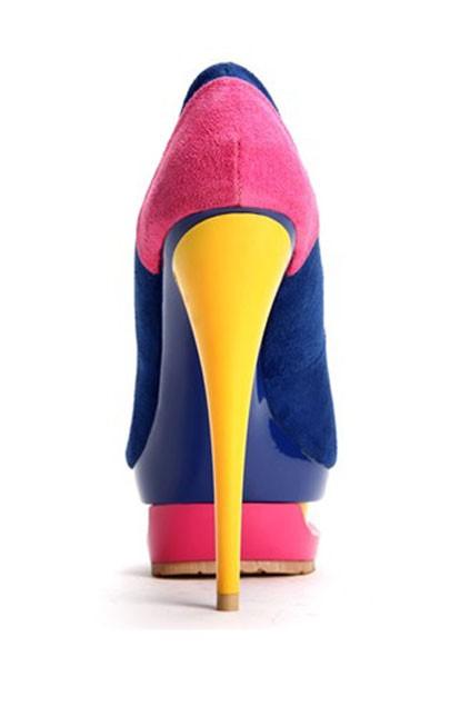 Chic Peep-toe Multicolored Interbedded Platform Pumps