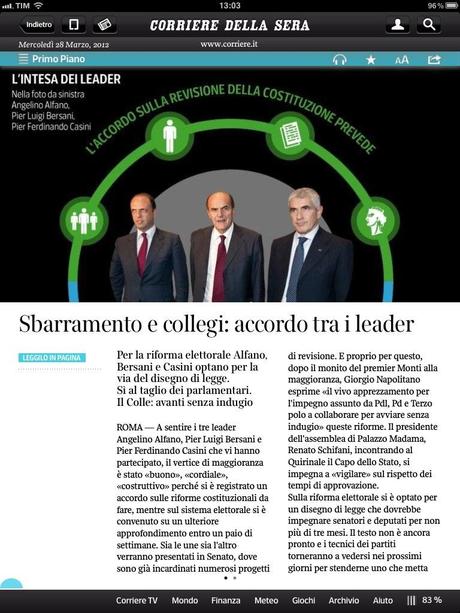 iPad Corriere: le mie impressioni sulla nuova app