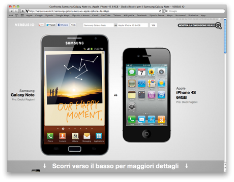 Versus IO il sito che confronta gli smartphone
