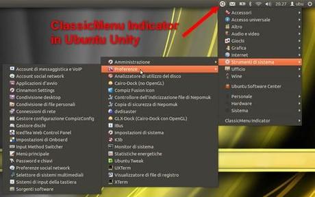 Classic Menù Indicator in Ubuntu Unity