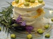 Millefoglie mozzarella bufala bottarga muggine, fave lavanda