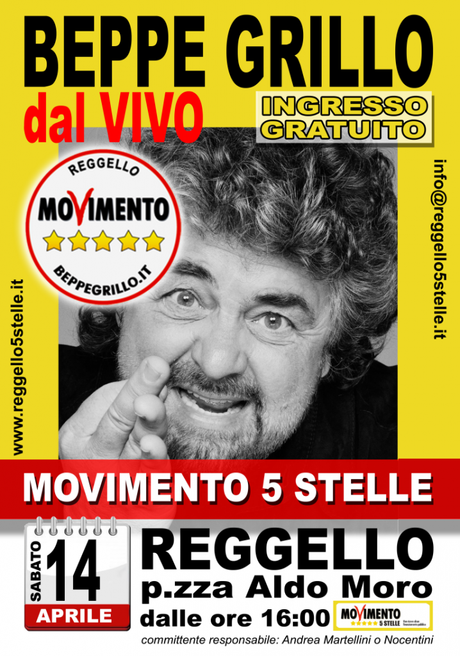 14 Aprile: Beppe Grillo a REGGELLO per il #m5stour