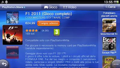 F1 2011 : annunciato un ribasso sul prezzo della versione PS Vita