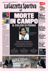 Ecco le prime pagine dei giornali di oggi … Tutte dedicate al giovane Morosini! R.I.P