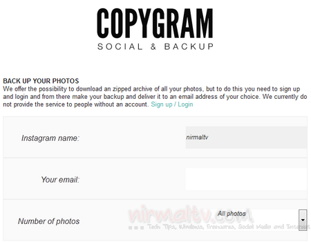 Copygram Backup Completo delle foto di Instagram su PC