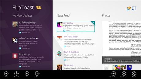 Fliptoast Applicazione Facebook e Twitter per Windows 8, Fliptoast