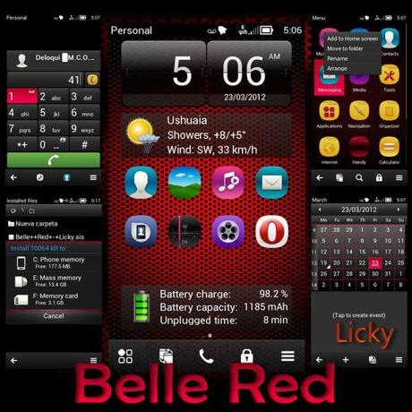 Scarica Download Gratis Tema Nokia Symbian ‘Belle Red’ by Licky