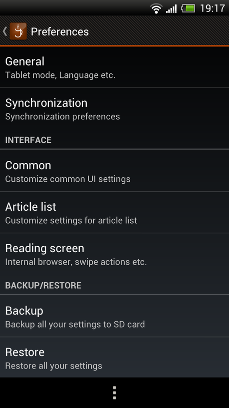 JustReader Preferences JustReader, un ottimo Feed Reader gratuito e leggero per Android