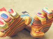 Patterns geometrici nelle sculture legno skateboards haroshi