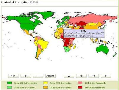 Banca Mondiale: mappe su efficacia governo e controllo corruzione