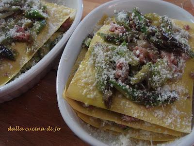 Lasagnetta con asparagi e salsiccia