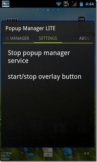 Popup Manager Android Notification Settings Popup Manager, un ottimo task manager per Android