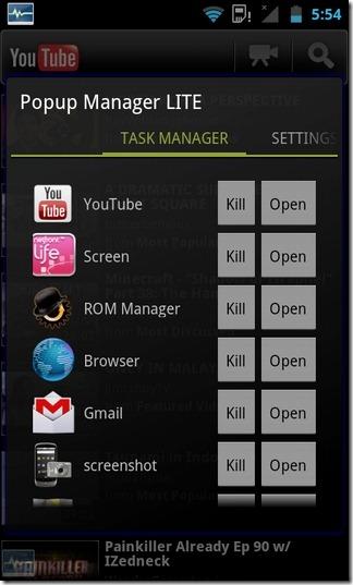 Popup Manager Android Notification Main Popup Manager, un ottimo task manager per Android